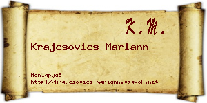 Krajcsovics Mariann névjegykártya